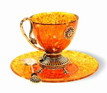 Чашка чайная "Цезарь" из янтаря с ложечкой, 11203