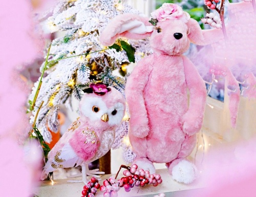 Фигурка на ёлку ЧУДО-СОВУШКА РОЗЗИ, перо, полиэстер, нежно-розовая, 21 см, разные модели, Kaemingk (Decoris) фото 2