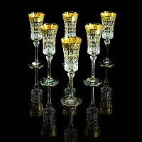 IMPERIA Бокал для шампанского, набор 6 шт, хрусталь/декор золото 24К