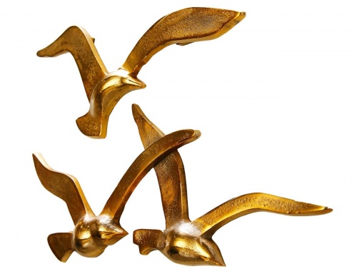 Интерьерное украшение на стену "Золотые чайки", металлическое, 35х12 см, Boltze фото 5