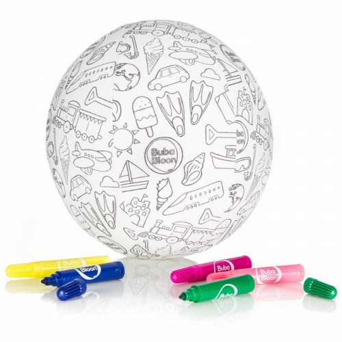 Воздушный мяч (набор шариков с чехлом) (3+) BubaBloon Раскрась сам (Colour your own).