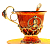 Чашка чайная "Пётр I" из янтаря, 9302/L, Серебро