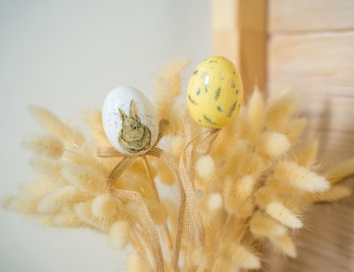 Пасхальные украшения - яйца на палочках ВОЗДУШНАЯ ПАСТЕЛЬ, 6 см (упаковка 6 шт.), Kaemingk фото 3