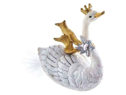 Ёлочная игрушка "Лебедь в короне", полистоун, 8 см, Kurts Adler