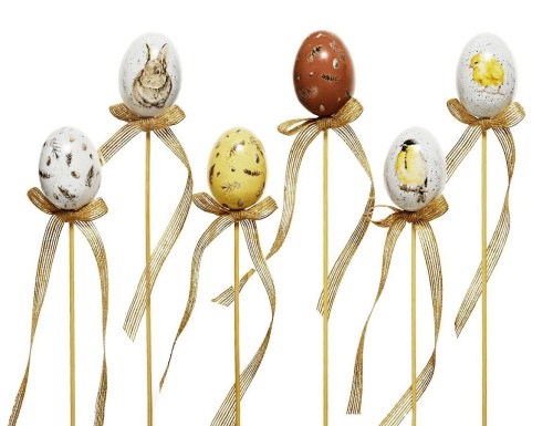 Пасхальные украшения - яйца на палочках ВОЗДУШНАЯ ПАСТЕЛЬ, 6 см (упаковка 6 шт.), Kaemingk фото 4