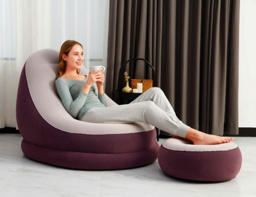 Надувное кресло Comfort Cruiser Inflate-A-Chair, 121х100х86 см, с пуфиком 54х54х26 см, BestWay,