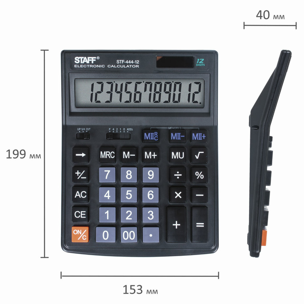 Купить Калькулятор настольный Staff STF-444-12 12 разрядов 250303 в Москве  c доставкой по России в интернет-магазине