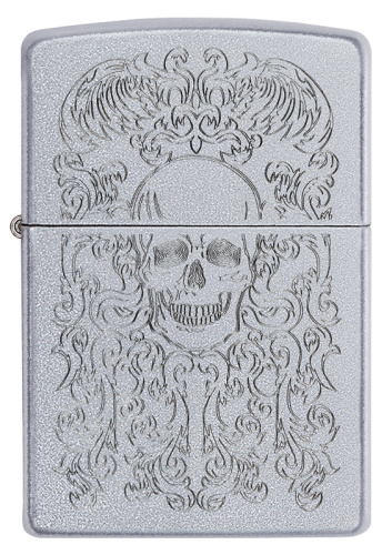 Зажигалка Zippo Skull Design с покрытием Satin Chrome, латунь/сталь, серебристая фото 6