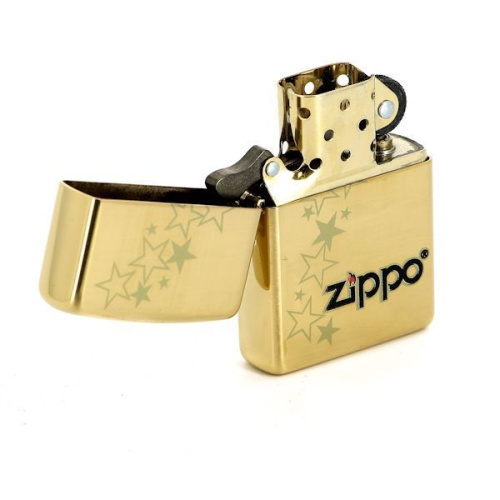 Зажигалка ZIPPO Classic с покрытием High Polish Brass, латунь/сталь, золотистая, 36x12x56 мм, 254B Zippo stars фото 4