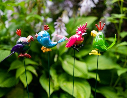 Садовый штекер "Яркий птах", фиолетовый, пластик, 12x10x6 см, высота 60 см, Kaemingk фото 2