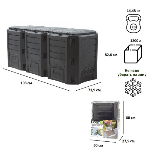 Компостер садовый Prosperplast Module 1200л фото 2