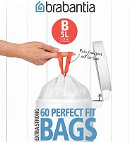 Пластиковые пакеты объемом 5 литров, 60 штук, Brabantia, из полиэтилена, белого цвета