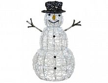 Светящаяся фигура "Сияющий снеговик", акрил, 80 холодных белых LED-огней мигающих, 60 см, уличный, Kaemingk