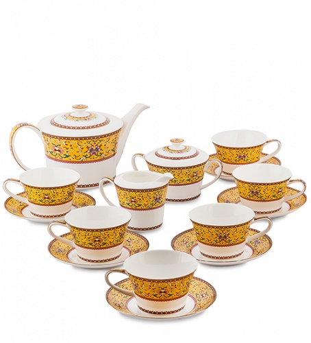 Чайный сервиз "Арабески" (Arabesca Yellow Pavone) из 15 предметов, на 6 персон, артикул JK-178