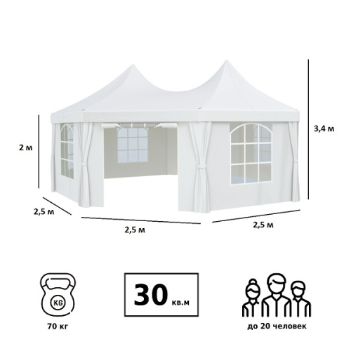 Шатер-беседка Green Glade 1052 2,5х2,5х2,5х2,5х3,4м полиэстер 2 коробки фото 2