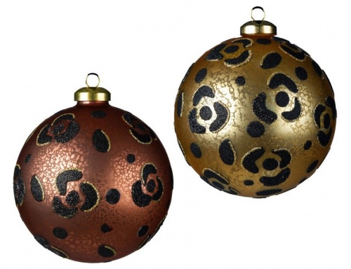 Набор стеклянных ёлочных шаров "Леопардовый гламур", 10 см, упаковка 2 шт, Kaemingk фото 3