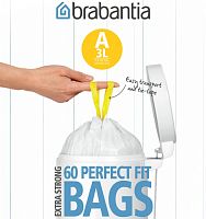 Пластиковые пакеты объемом 3 литра, 60 штук, Brabantia, из полиэтилена, белого цвета