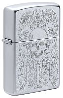 Зажигалка Zippo Skull Design с покрытием Satin Chrome, латунь/сталь, серебристая