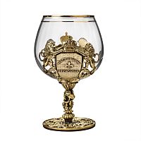 Бокалы - "Majestic Glassware" - Бокал для коньяка "Настоящий мужчина" в картонной коробке, размеры: высота 13 см, диаметр 65 см, вес 350 г, объем 310 мл, упаковка: 19х14х11, материалы: стекло, картон, латунь