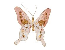 Елочная игрушка Бабочка Фонтенбло розовая, клипса (Noel Collection (Katherine’s Style))