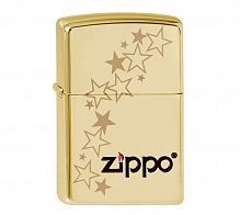 Зажигалка ZIPPO Classic с покрытием High Polish Brass, латунь/сталь, золотистая, 36x12x56 мм, 254B Zippo stars