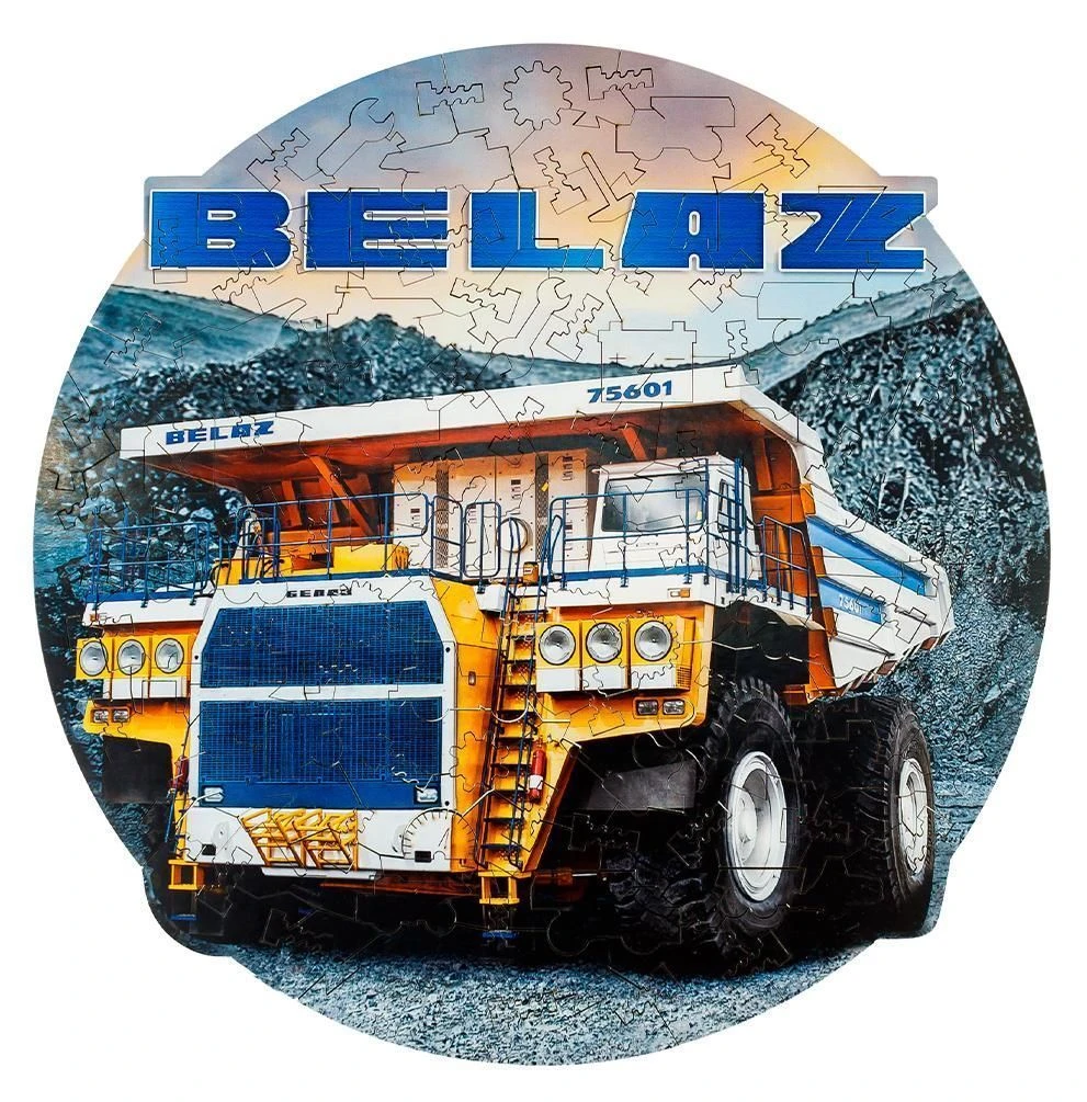 Купить Деревянный пазл, фигурный для детей и взрослых EWA Автомобиль BELAZ  75601 28x28 см в Москве в интернет-магазине VsemPodarok.com