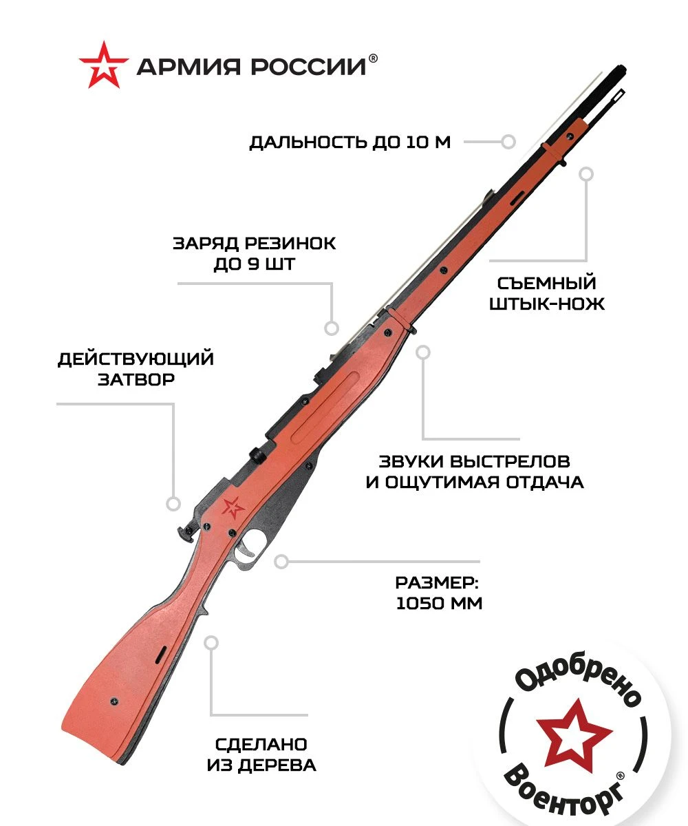 Купить Резинкострел из дерева Армия России Винтовка Мосина в Москве в  интернет-магазине VsemPodarok.com