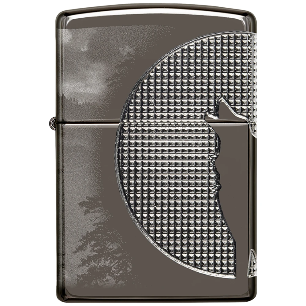 Зажигалка Zippo Armor Wolf с покрытием High Polish Black Ice, чёрная,  38x13x57 мм - цена, описание, характеристики